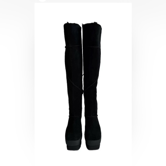 UGG NEW HEIGHTS PLATFORM XTRA BLACK OVER THE KNEE SUEDE BOOTS US 9.5 - Picture 3 of 6
